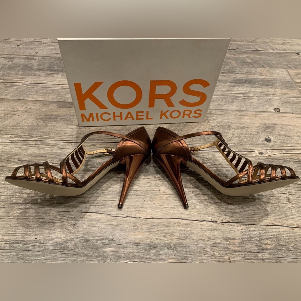 KORS Michael Kors Private Bronze Metallic Hi Strappy
